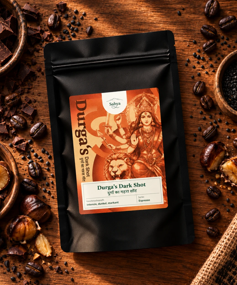 Durga’s Dark Shot mit Zartbitterschokolade, Maronen und schwarzem Sesam